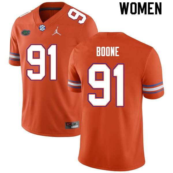 NCAA Florida Gators Justus Boone Women's #91 Nike Orange Stitched Authentic College Football Jersey NNI8464ET